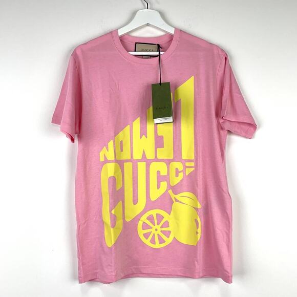 NWT Gucci Lemon Gucci print T-shirt Size XXS Pink - Picture 6 of 16